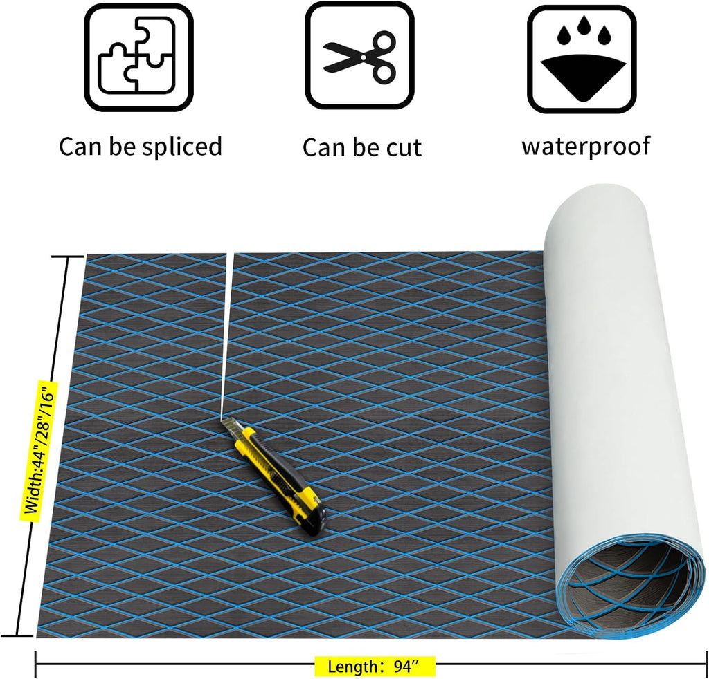 Boat Flooring EVA Foam Boat Decking Sea Deck Boat Flooring Self-Adhesive Faux Teak Marine Boat Decking Non-Slip Mat for Boat Deck Yacht Motorboat Fishing Boat Surfboard Kayak 94x44/28/16