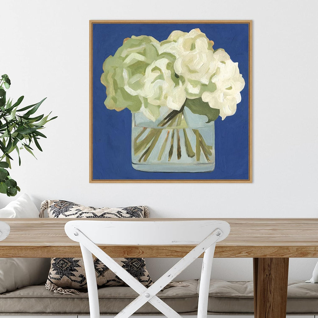 Amanti Art Framed Canvas Wall Art 22x22 White Hydrangeas II by Emma Scarvey, Framed Wall Art Canvas, Flowers Artwork, Modern Decor, Medium Poster Painting for Living Room, Bedroom, Bathroom, Kitchen,