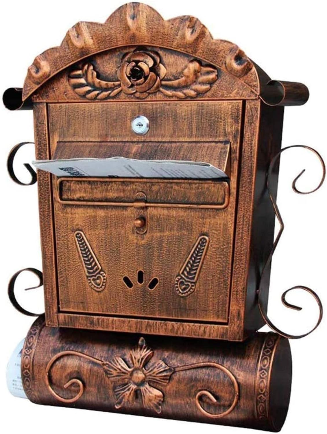Retro Creative Letter Box，Wall Mounted Mail Box Post Letter Newspaper Holder Outdoor