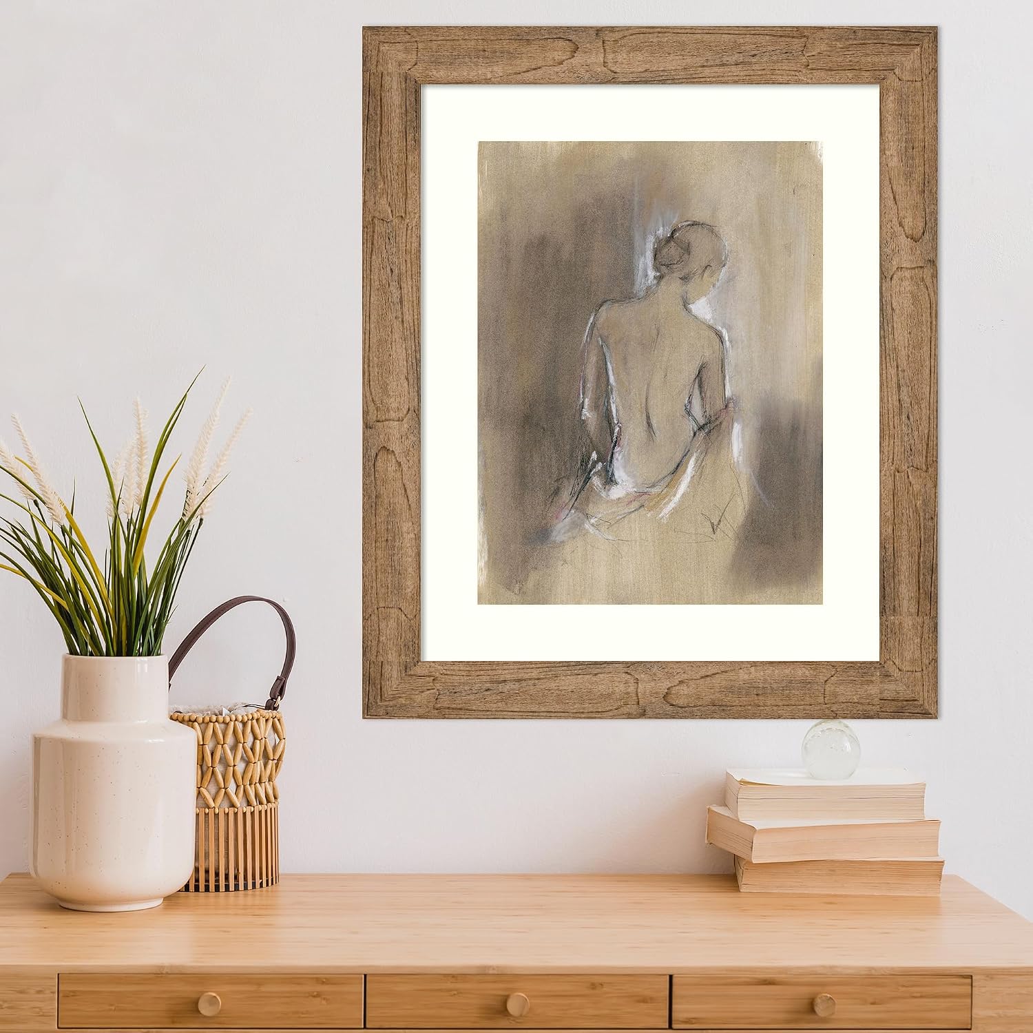 Amanti Art Framed Wall Art Print 24x20 Embellished Contemporary Figure II by Ethan Harper, People Wall Art, Modern Contemporary Decor, Small Poster Painting Artwork for Living Room, Bedroom, Bathroom