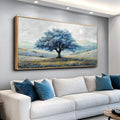 ZUITINGHUA Wood Framed Canvas Wall Art For Living Room Large Wall Decor For Office Bedroom Decorations Blue Tree Landscape Pictures Farmhouse Paintings Artwork Wall Mural Modern Home Decor 30x60 In