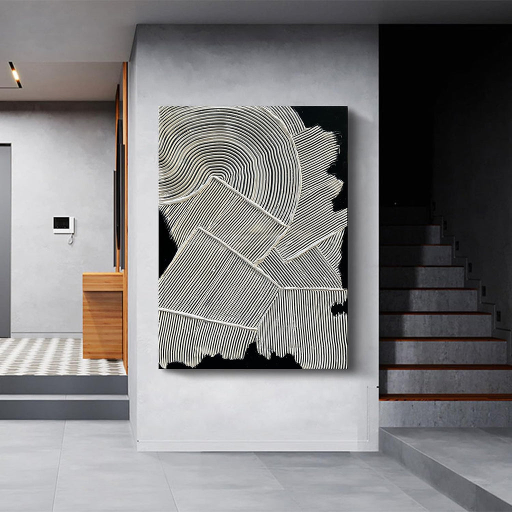 NANKAI Art Hand-Painted White Texture Abstract Art Oil Painting 40x28 inch Office Corridor Abstract Wall Decoration