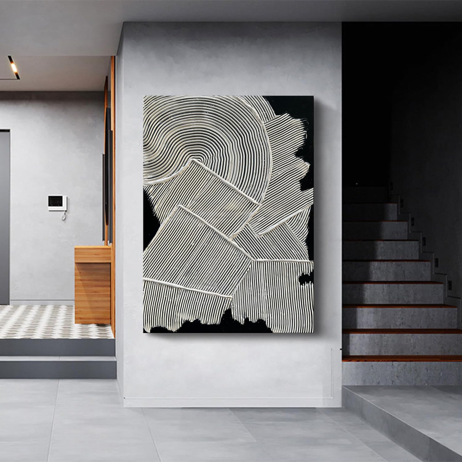 NANKAI Art Hand-Painted White Texture Abstract Art Oil Painting 40x28 inch Office Corridor Abstract Wall Decoration