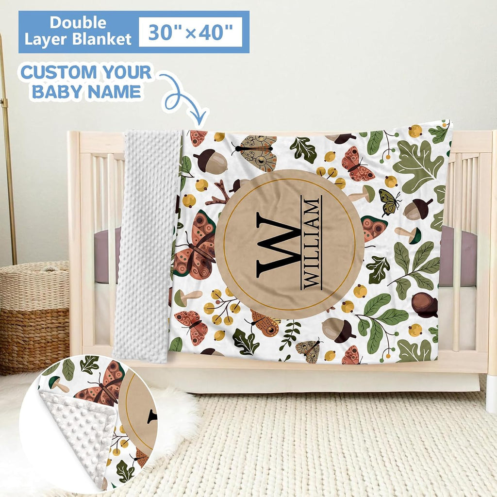 KAINSY Custom Crib Bedding Set 5 Piece for Girls Boys – Personalized Green Plants Theme, Newborn Sleep Set, Nursery Decor, Toddler Room Essentials, Infant Sleep, Baby Room Accessories, Baby Gift