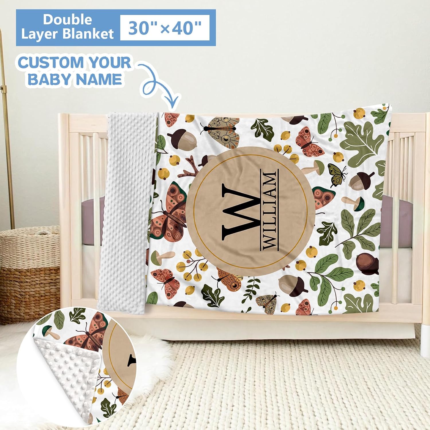 KAINSY Custom Crib Bedding Set 5 Piece for Girls Boys – Personalized Green Plants Theme, Newborn Sleep Set, Nursery Decor, Toddler Room Essentials, Infant Sleep, Baby Room Accessories, Baby Gift