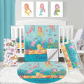 Dyoart Personalized Baby Crib Set - 5 Piece Custom Baby Bedding Set with Name, Double Layer Nursery Bedding Set for Girls, Mermaid Crib Bedding Set, Gift for New Parents Toddler Infant