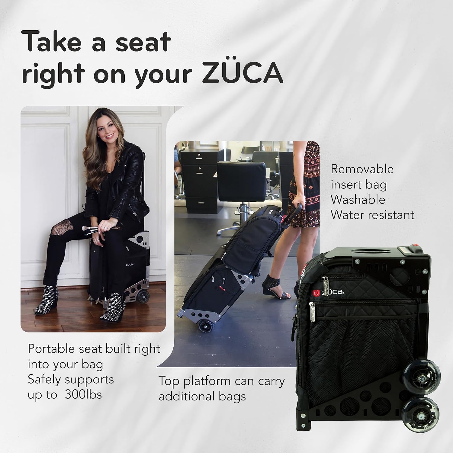 ZUCA Travel Cases for Artists & Professionals - Makeup Case with 4 Vinyl Utility Pouches, Travel Cover, 41' Telescoping Handle, Rolling Wheels & Sturdy Aluminum Frame for Makeup Artists and Creatives