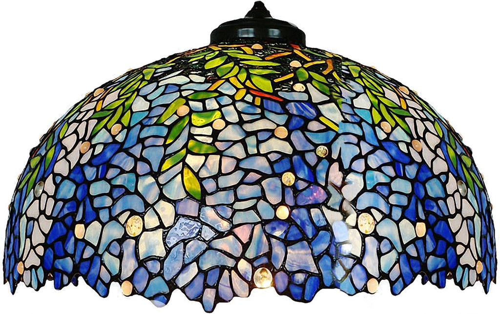 MAGCOLOR Table Lamps, Tiffany Style Stained Glass Purple Wisteria Table Lamp with 16 inches Handmade Lampshade and Brown Round Lamp Base Made of Zinc Alloy,Suitable for Decorating Room