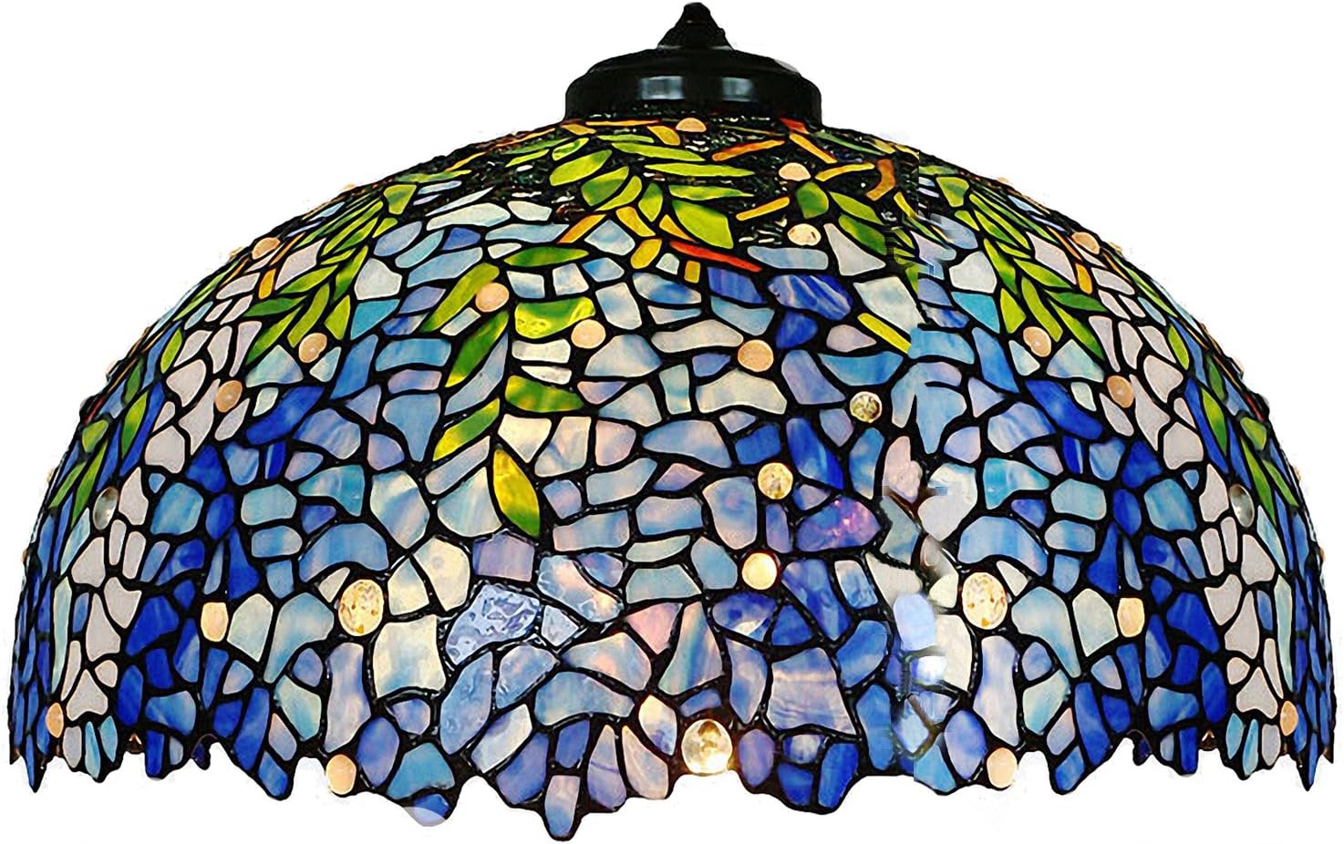 MAGCOLOR Table Lamps, Tiffany Style Stained Glass Purple Wisteria Table Lamp with 16 inches Handmade Lampshade and Brown Round Lamp Base Made of Zinc Alloy,Suitable for Decorating Room