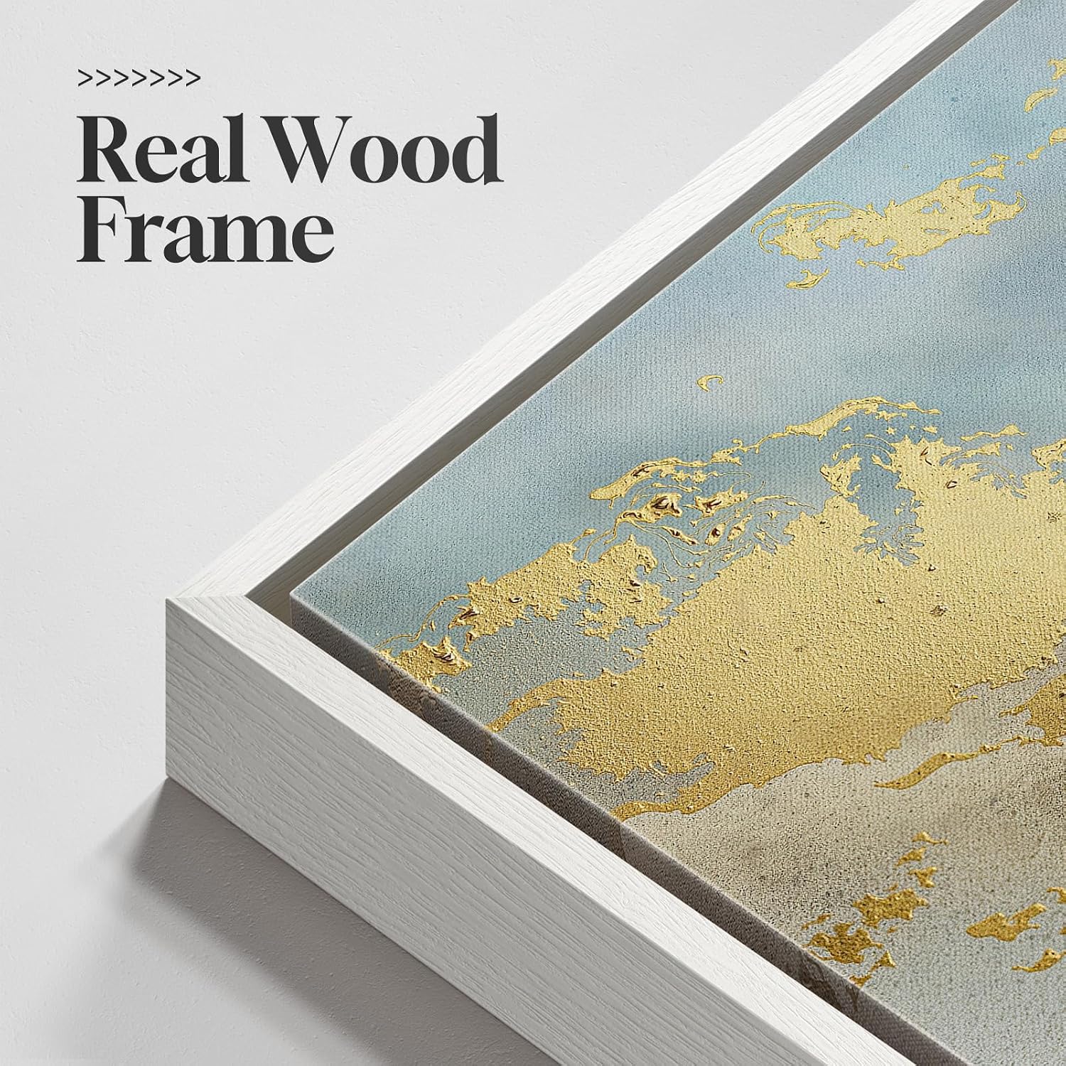 Large Framed Blue Gold Abstract Wall Art, Modern Vertical Canvas Prints Paintings Artwork for Walls, Minimalist Contemporary Pictures Wall Decor for Living Room Dining Room Bedroom Hallway 32x48 In