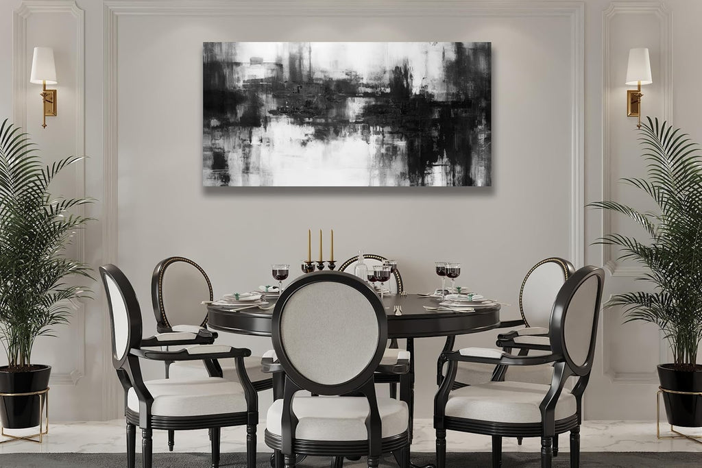 VHMING Black Abstract Wall Art Decor Black and White Painting Pop Culture Wall art Rock Room Decor Art Canvas Wall Decoration Artwork for Bedroom Home Office Dining Room Decoration 29'x58'