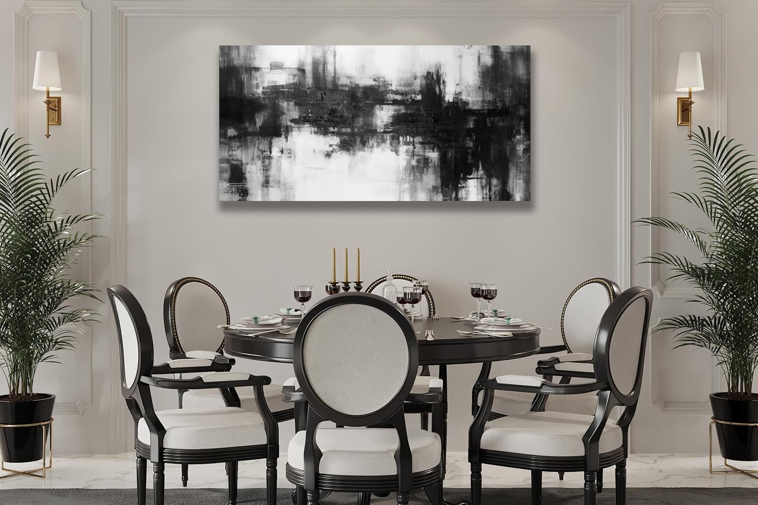 VHMING Black Abstract Wall Art Decor Black and White Painting Pop Culture Wall art Rock Room Decor Art Canvas Wall Decoration Artwork for Bedroom Home Office Dining Room Decoration 29'x58'