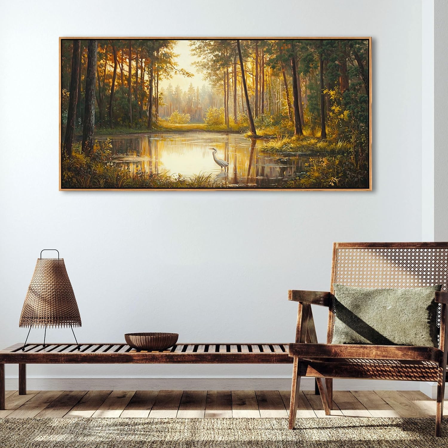 Pogusmavi Landscape Wall Art - Forest and Lake Pictures | Nature Wall Art for Living Room | Large Canvas Prints and Wall Decor for Bedroom | Elegant Artwork for Above Bed 24×48IN