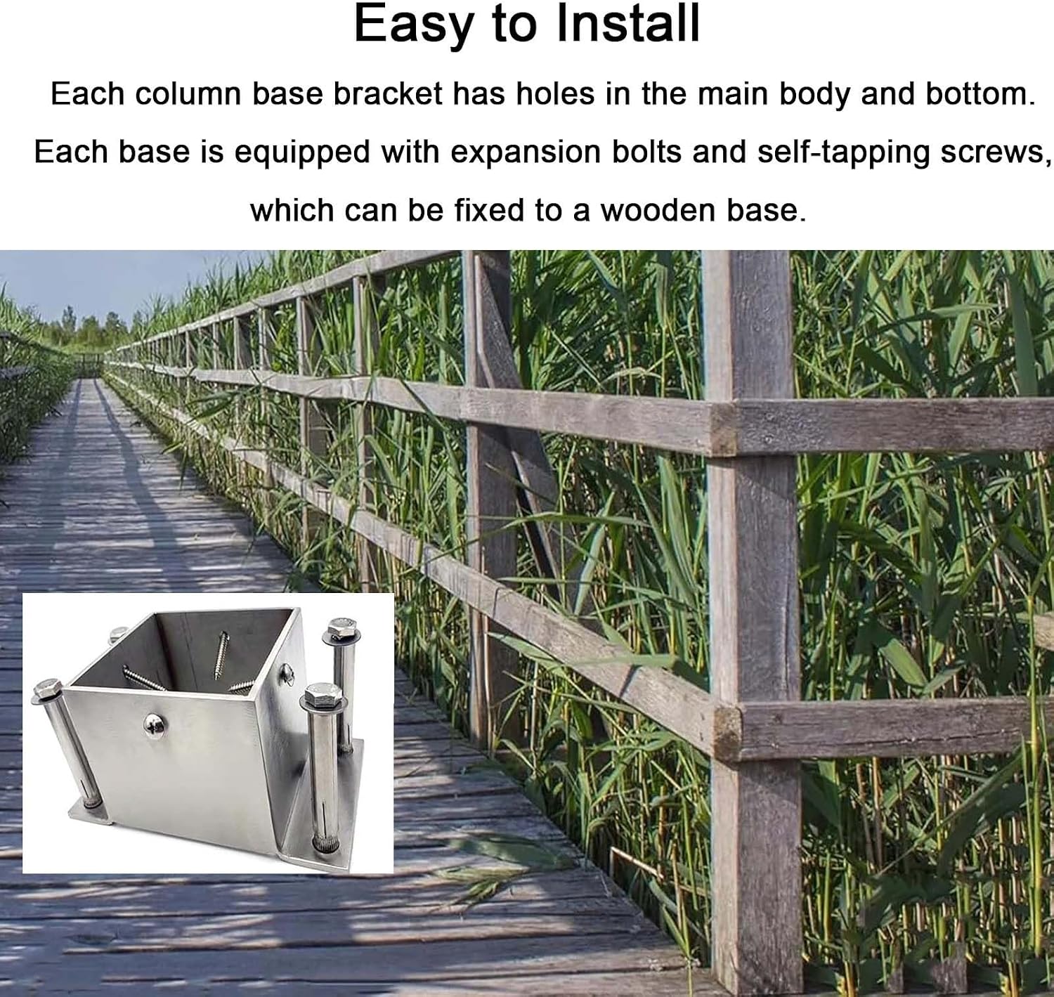 Square Post Flange Base Floor Post Flange 2x2 3x3 4x4 5x5 6x6 7x7 8x8in Pergola Fence Hardware Kit with Screws Fitting Metal Fence Post Support for Concrete Wood Deck Mailbox(135x135 mm(5.3x5.3 in))