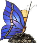 Butterfly Night Lamp Tiffany Style Table lamp Handcrafted Stained Glass Desk Lamp in Dark Blue