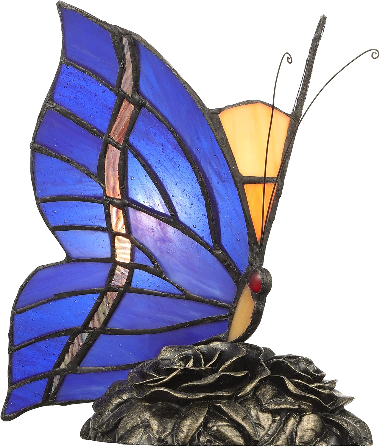 Butterfly Night Lamp Tiffany Style Table lamp Handcrafted Stained Glass Desk Lamp in Dark Blue