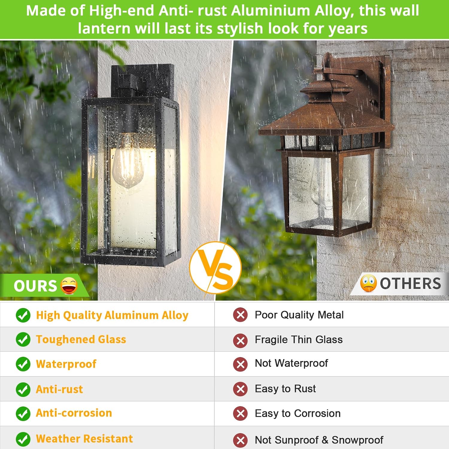 MAXvolador Outdoor Wall Sconce, Extra Large Exterior Waterproof Wall Lantern Lighting Fixtures, Black Porch Lights, Anti-Rust Wall lamp, 2 Pack