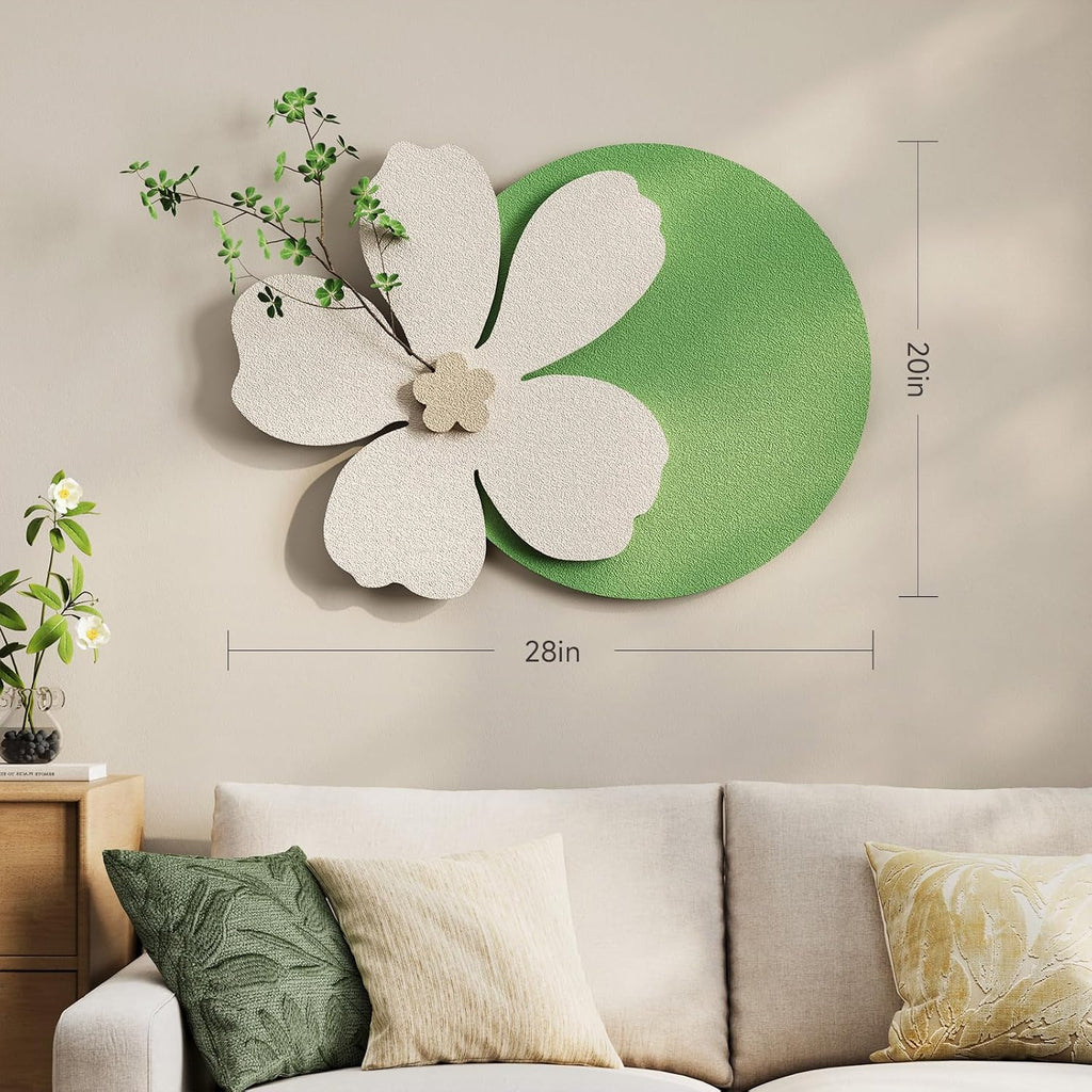3D Textured Sage Green Minimalist Wall Art Decor, Boho Beige Botanical Floral Artwork for Walls, Cream Sandstone Texture Wall Decor for Living Room, Dining Room, Bedroom, Hallway, Home Office