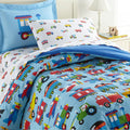 Wildkin Kids Cotton Full Comforter Set – Lightweight, Fits Full Mattress, 2 Pillow Shams Included - Trains, Planes, and Trucks