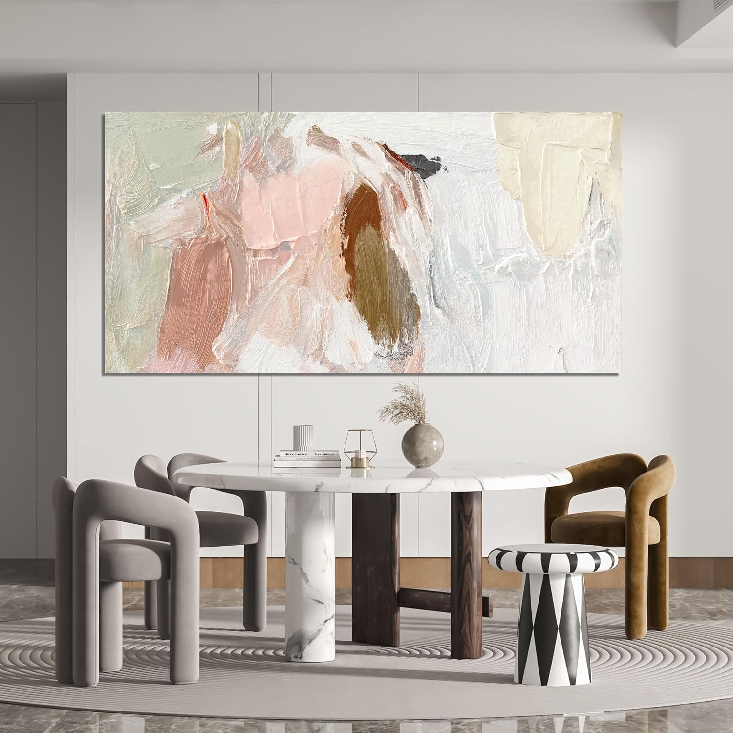 Canvas Wall Art Decor Oversized Wall Art Pictures For Living Room Pink and White Wall Art Decor Abstract Art Work Wall Decor Large Abstract Wall Art Prints For Walls Home Office Wall Decoration 39'X78'