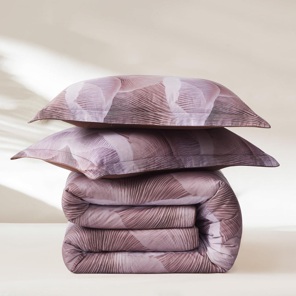 Lush Decor x Chuks Collins Mycelium Dream Duvet Cover 3 Piece Set Queen Dusty Pink - Cotton Duvet Cover Queen - Purple Bedding Set - Pink Duvet - Luxury Bedding