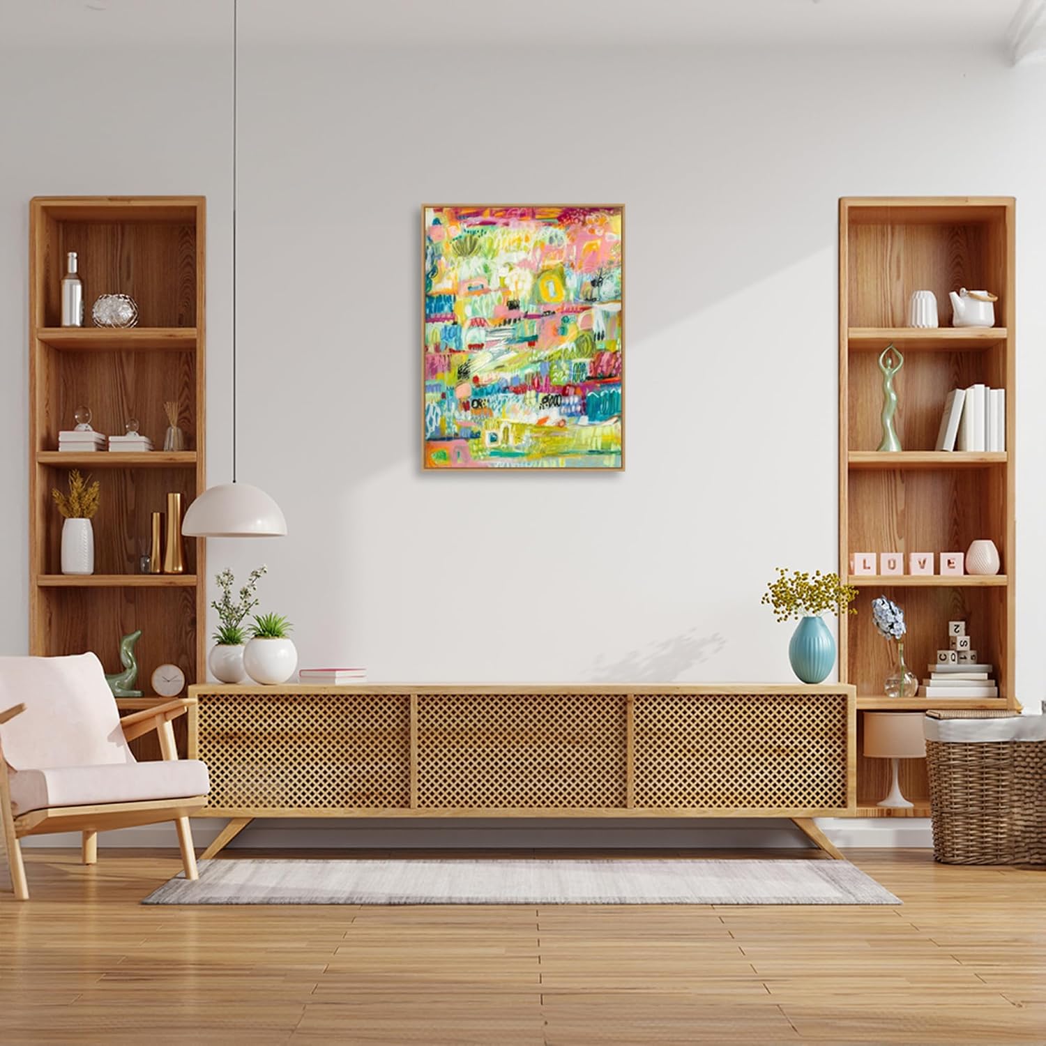 Amanti Art Framed Canvas Wall Art 30x23 Boho Garden II by Karen Fields, Framed Wall Art Canvas, Abstract Artwork, Modern Decor, Large Poster Painting for Living Room, Bedroom, Bathroom, Kitchen,