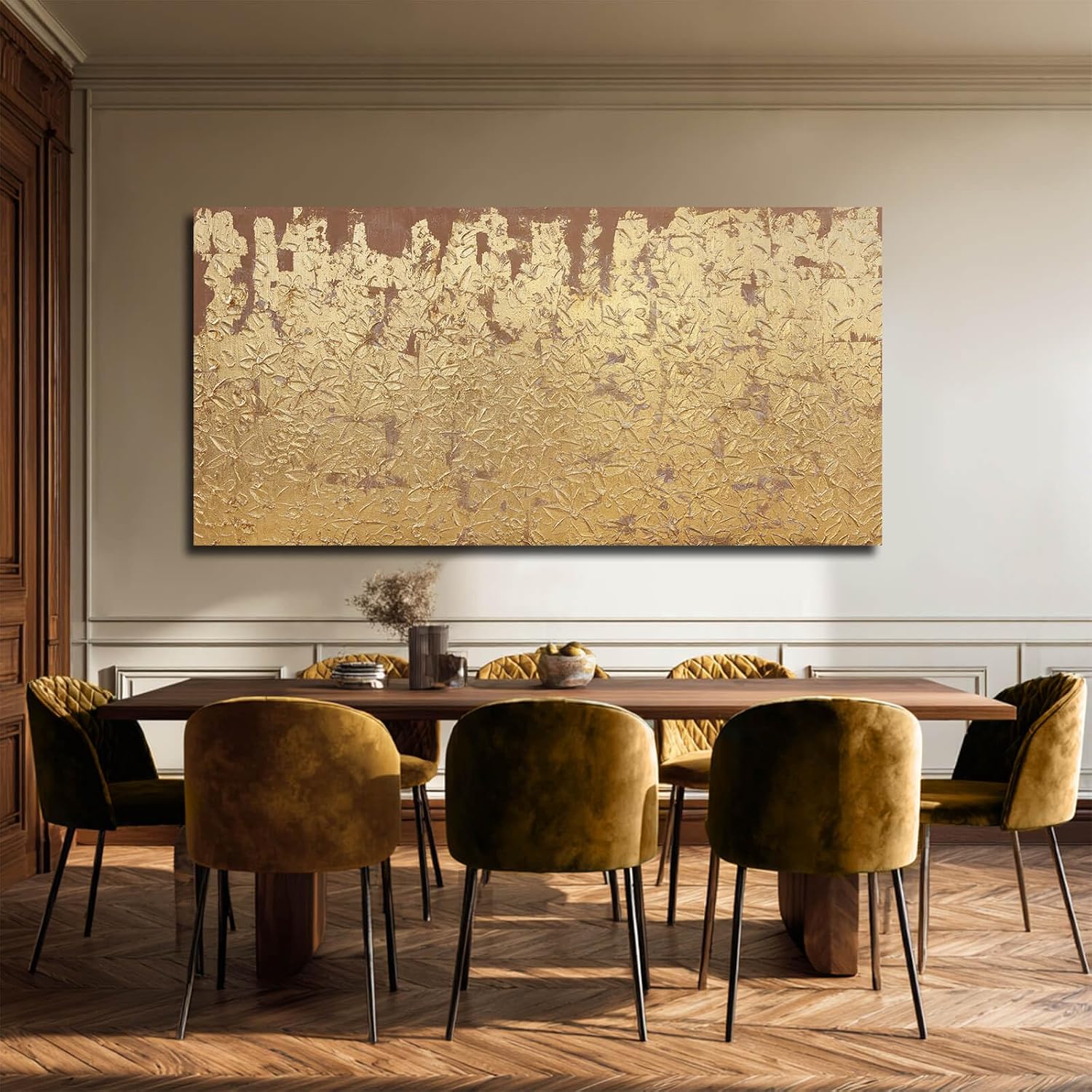 VAYIMDH Abstract Canvas Wall Art Gold Wall Painting Contemporary Home Wall Decor 29'x58' Large Artwork for Living Room Office Decor