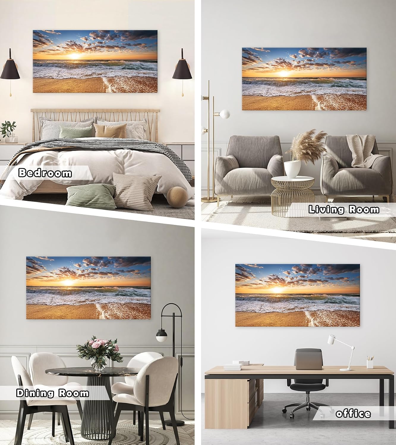 Jiuqinghua Wall Art Decor Large Canvas Print Picture Sunrise over the Sea 1 Panel Ocean Beach Waves Scenery Painting Artwork for Office Wall Decor Home Decoration Stretched and Framed Ready to Hang