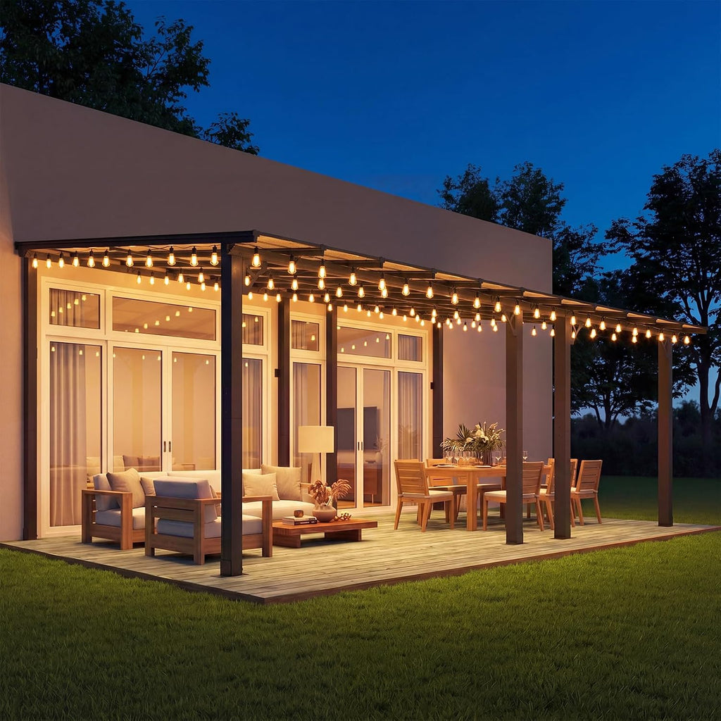 Aoxun 22' x 10' Pergola for Patio, Gazebo with Sloped Roof, Grill Pergola Large Wall-Mounted Heavy Duty Awnings, for Backyard, Deck, Patio