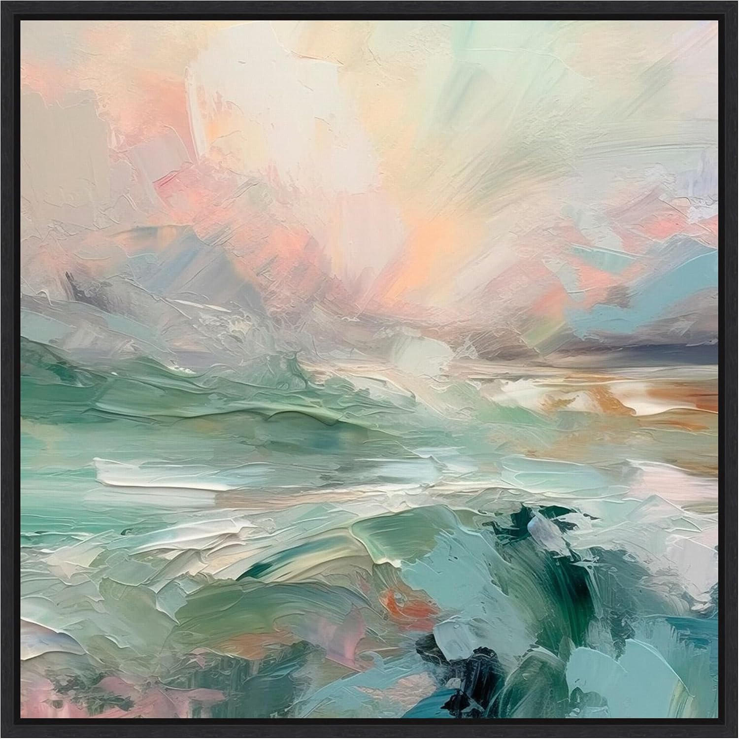 Amanti Art Framed Canvas Wall Art 30x30 Pink Morning V by Irena Orlov, Framed Wall Art Canvas, Abstract Artwork, Modern Decor, Large Poster Painting for Living Room, Bedroom, Bathroom, Kitchen,