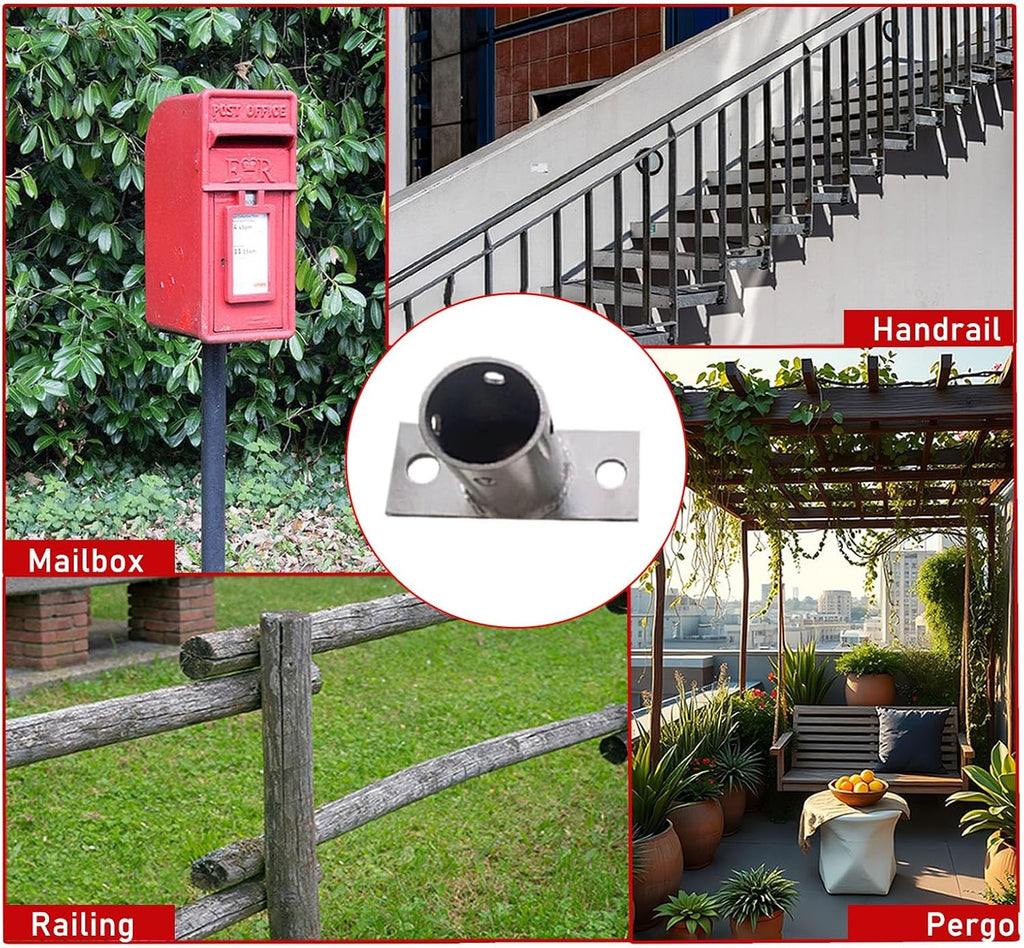 LZMZMQ 2 Inch Round Post Base Brackets, Post Stainless Steel Flange Anchor Base with Screws, Post Sleeve Bracket for Holding and Protecting Fence Mailbox Handrail Round Posts(4pcs H 80mm/3.1in)