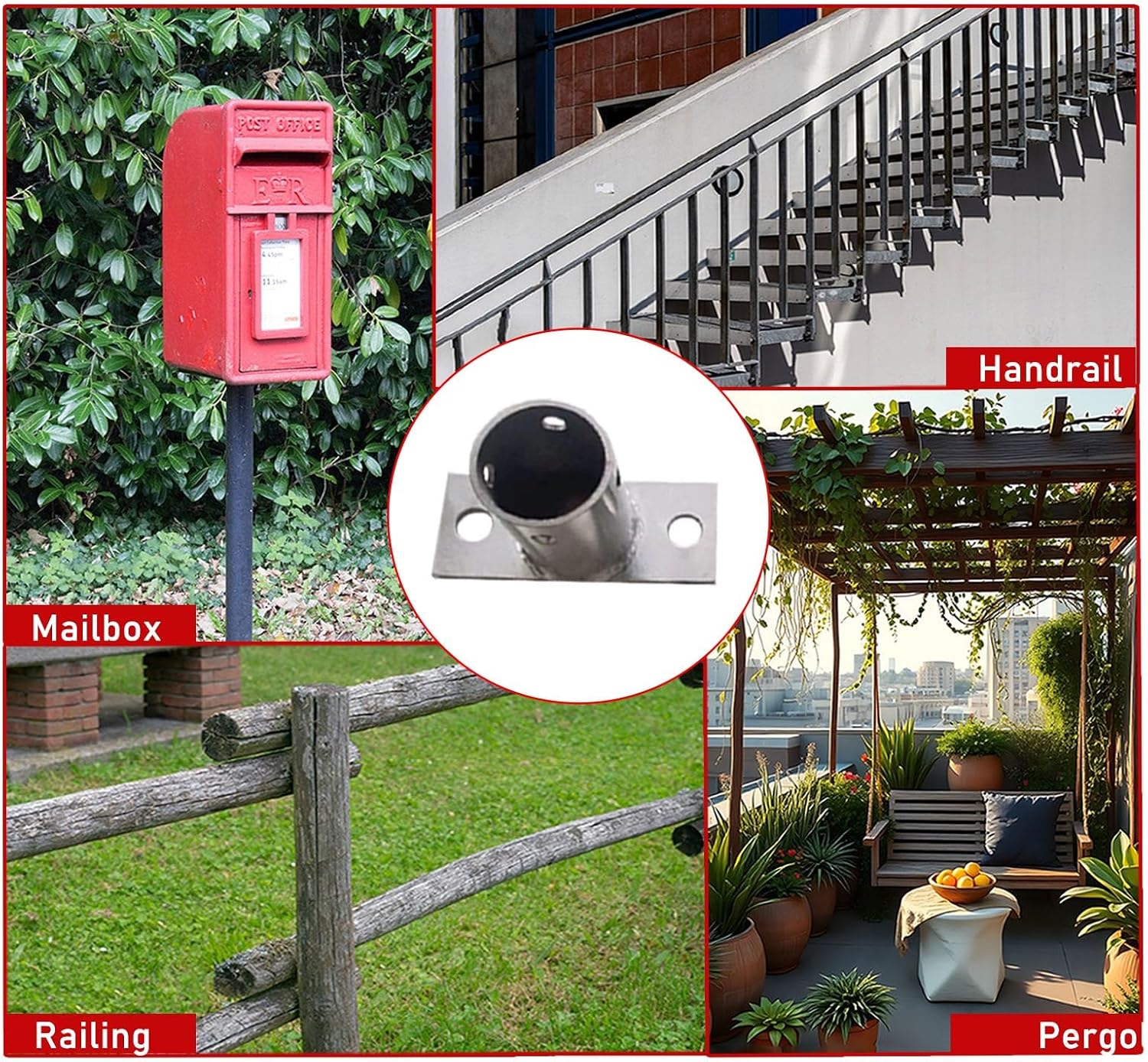 LZMZMQ 2 Inch Round Post Base Brackets, Post Stainless Steel Flange Anchor Base with Screws, Post Sleeve Bracket for Holding and Protecting Fence Mailbox Handrail Round Posts(4pcs H 80mm/3.1in)