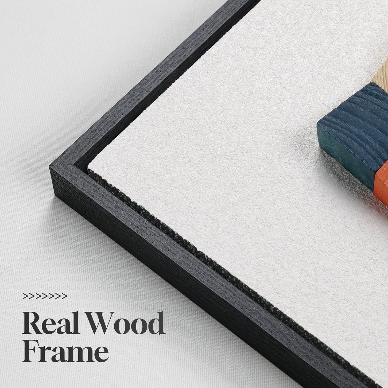Framed 3D Textured Wood Abstract Wall Art for Living Room, Boho Colorful Geometric Beige Painting Artwork for Walls, Modern Minimalist Wall Decor, Hallway, Bedroom, Kitchen, Office，24 x 24 Inch