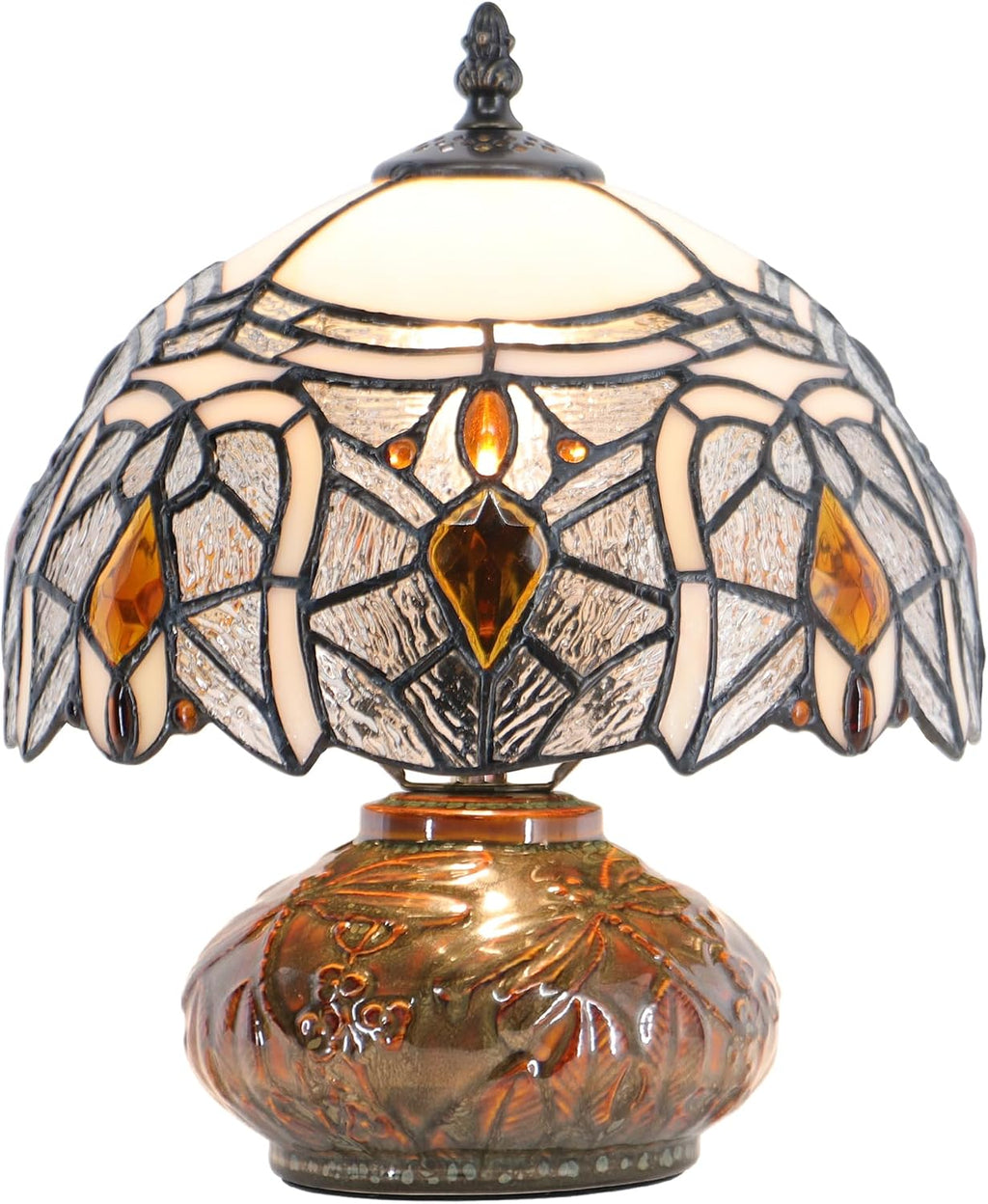 Small Tiffany Table Lamp Mini Mushroom Stained Glass Lamp Memory Sympathy lamp 10X11 Inch (Crystal Style)