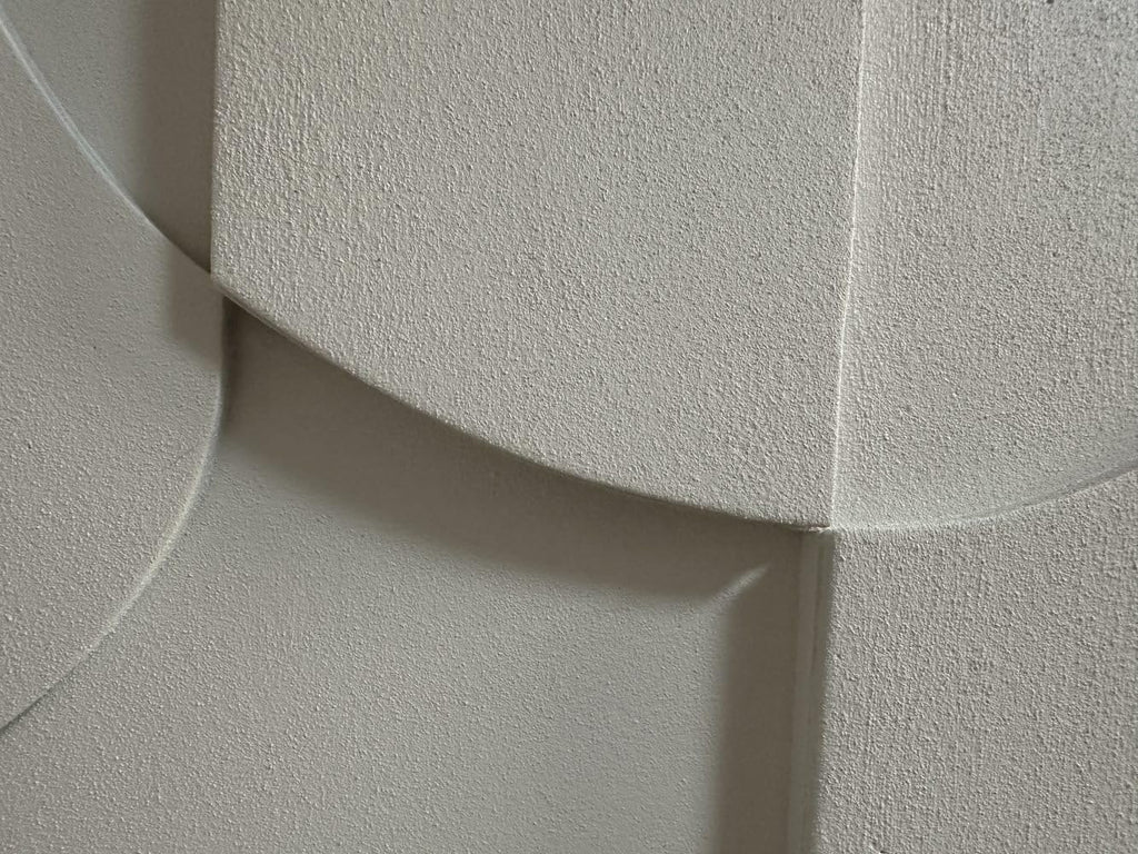 Slyart White Textured Wall Art, Handmade Abstract Plaster Wall Art Framed Artwork, 3D Minimalist White Relief Verical Painting