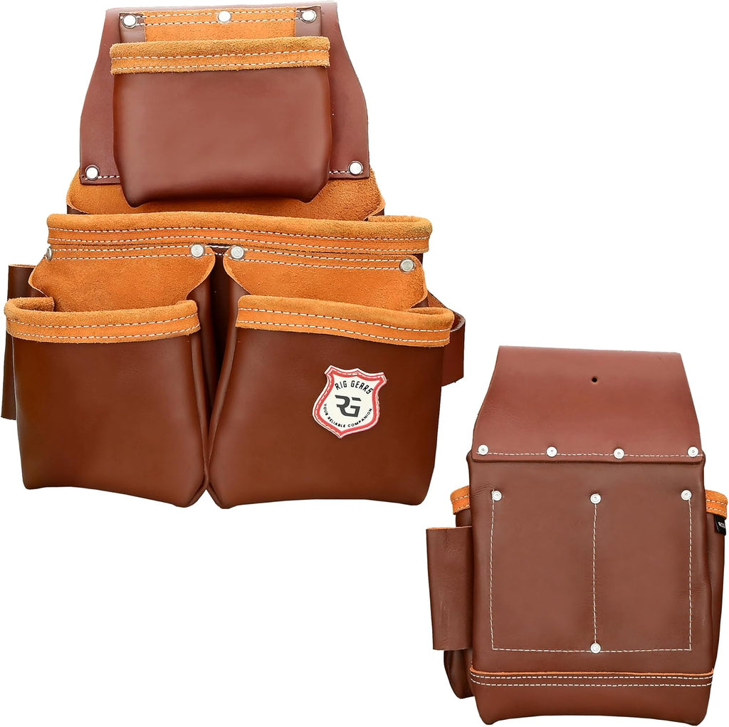 Leather Tool Belt with Adjustable Hook Premium Heavy Duty Tool Belts for Men and woman with 22 Multi-Purpose Pocket Tool Pouch (Maroon, Standard)