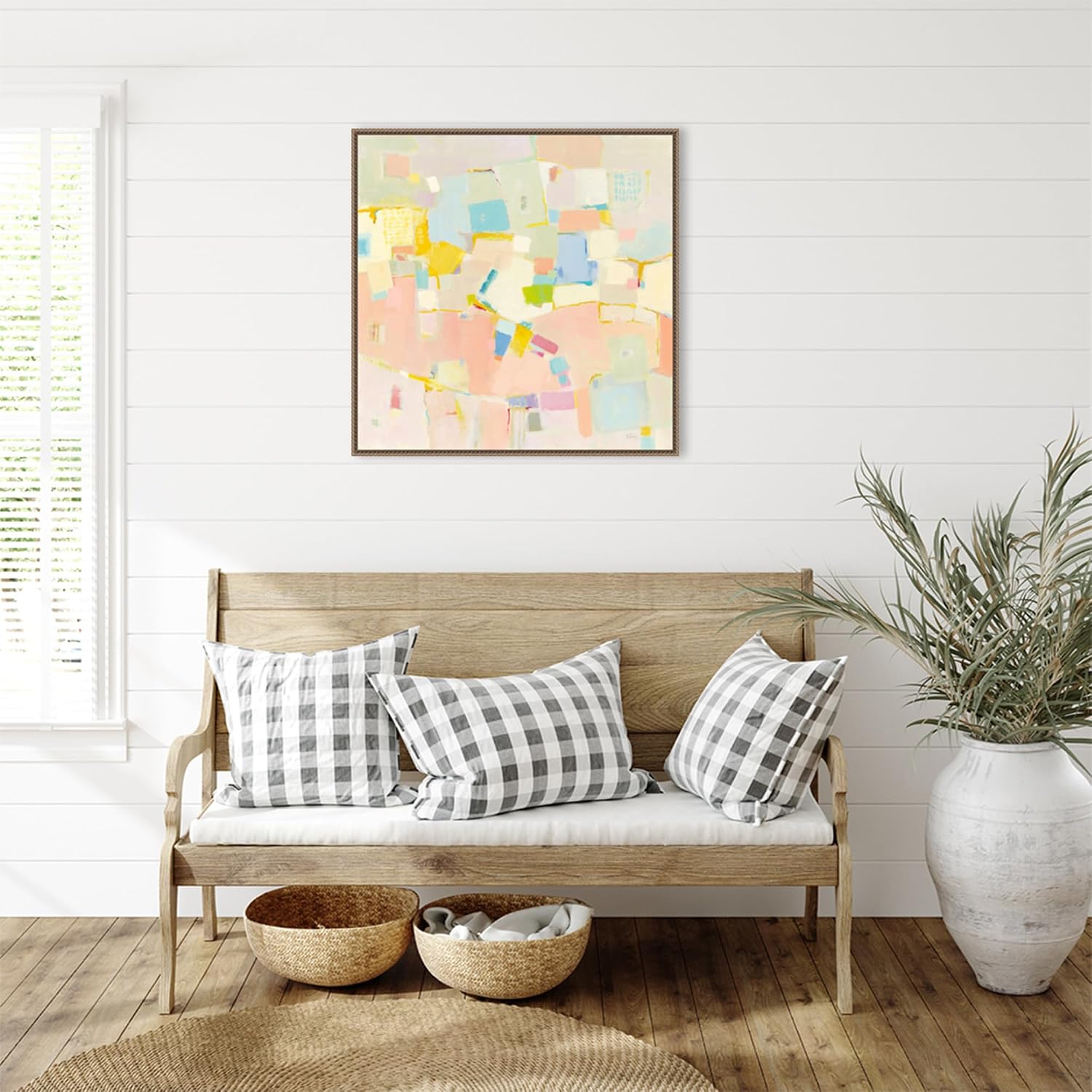 Amanti Art Framed Canvas Wall Art 30x30 Block Party by Phyllis Adams, Framed Wall Art Canvas, Abstract Artwork, Traditional Decor, Large Poster Painting for Living Room, Bedroom, Bathroom, Kitchen,