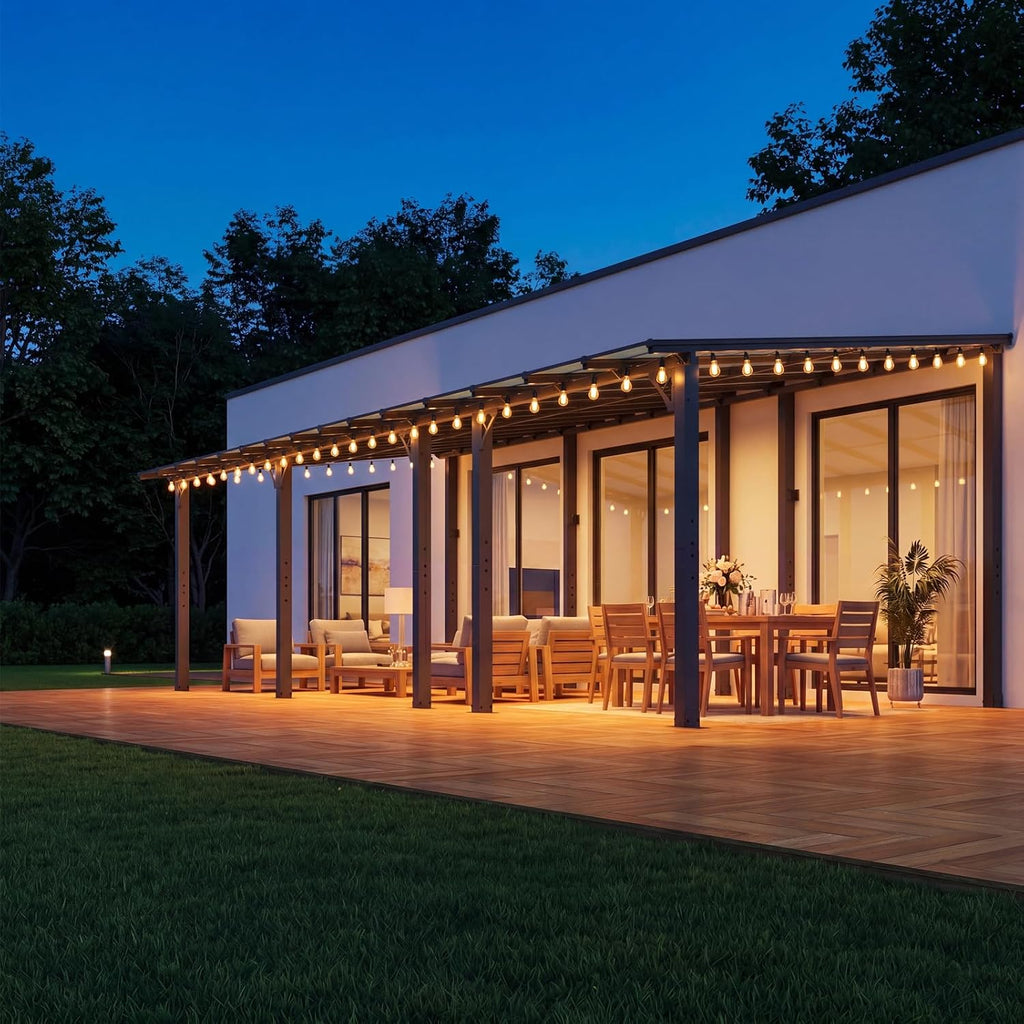 Aoxun 30'x10' Gazebo, Wall Mounted Gazebos Pergola on Clearance, Outdoor Patio, Large Wall-Mounted Heavy Duty Awnings for Patio, Decks, Backyard (Black)