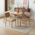 VINGLI Khaki Woven Wooden Dining Chairs Set of 2,Armless Mid Century Modern Desk Chairs with Rivet&Foot Pegs,Upholstered Farmhouse Comfy Chair No Wheels for Dining Room,Living Room,Kitchen,Oak,Suede