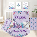 KAINSY Personalized 5-Piece Crib Set, Custom Bedding With Name for Girls, Purple Butterfly Nursery Set, Gifts for Infants, Toddlers, New Parents