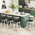 Giantex 26' Bar Stools Set of 4, Swivel Counter Height Bar Chairs with Footrest, Rubber Wood Frame & Tufted Rivets, Upholstered Modern PVC Leather Barstools for Kitchen Island & Pub