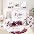 KAINSY Personalized Crib Bedding Set for Girls, 5 Pcs Nursery Bedding Crib Sets, Soft Custom Flowers Baby Crib Set with Name, Double Layer Baby Bedding Set Customized Gifts for Infants Toddlers Kids