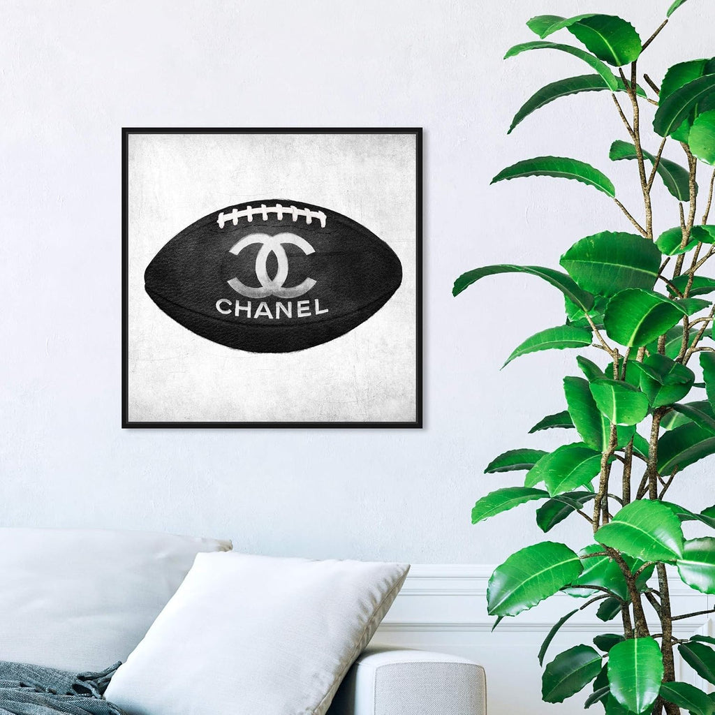 Fashion and Glam Framed Wall Art Canvas Prints 'Fashion Football' Lifestyle, Black, Gray, 20' x 20'