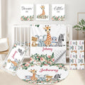 KAINSY Custom 5-Piece Baby Crib Bedding Set, Personalized Name for Kid Toddler, Animal Nursery for Boy Girl, Double Layer, Customized Gift for Infant