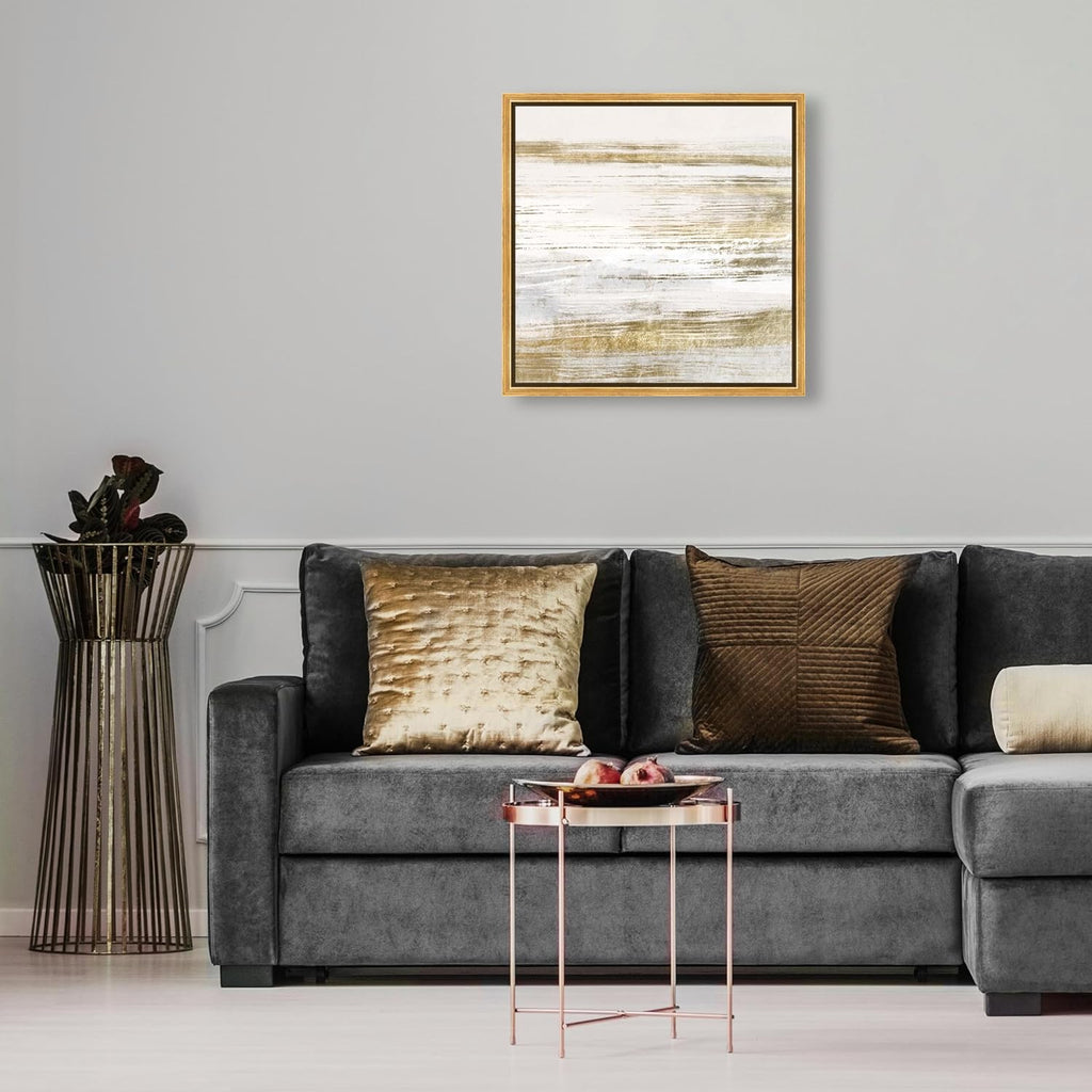 The Oliver Gal Artist Co. Abstract Framed Wall Art Canvas Prints 'Blush Romance Paint Home Décor, 16' x 16', Gold, White