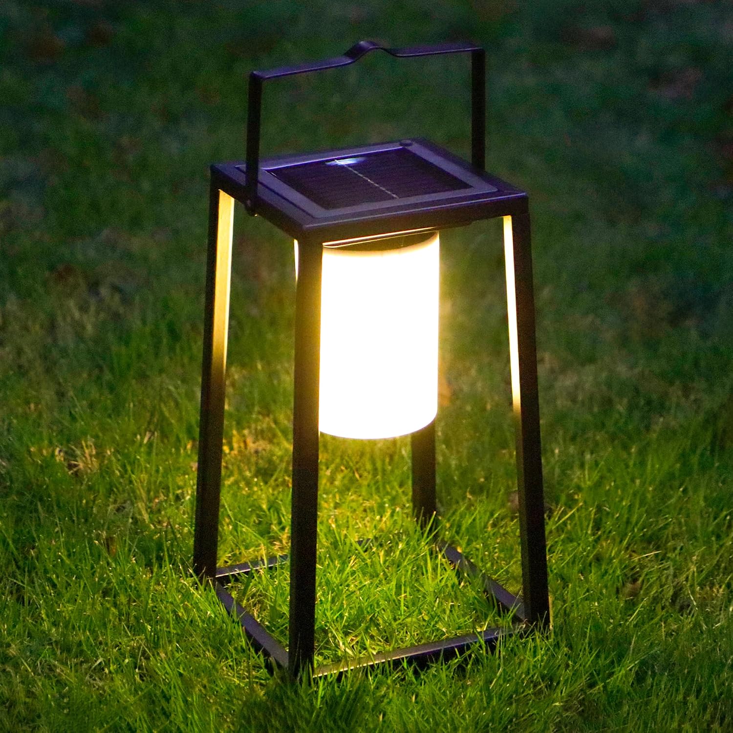 TRIROCKS Set of 4 Outdoor Solar Lantern Portable Brightness LED Nightstand Lantern Portable Solar Lamp IP44 Waterproof Touch Control Outdoor Table Lamp Cordless Lights for Patio Walking Camping Garden
