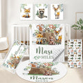 KAINSY Custom Crib Bedding Set 5 Piece for Girls Boys – Personalized Forest Animals Theme, Newborn Sleep Set, Nursery Decor, Toddler Room Essentials, Infant Sleep, Baby Room Accessories, Baby Gift