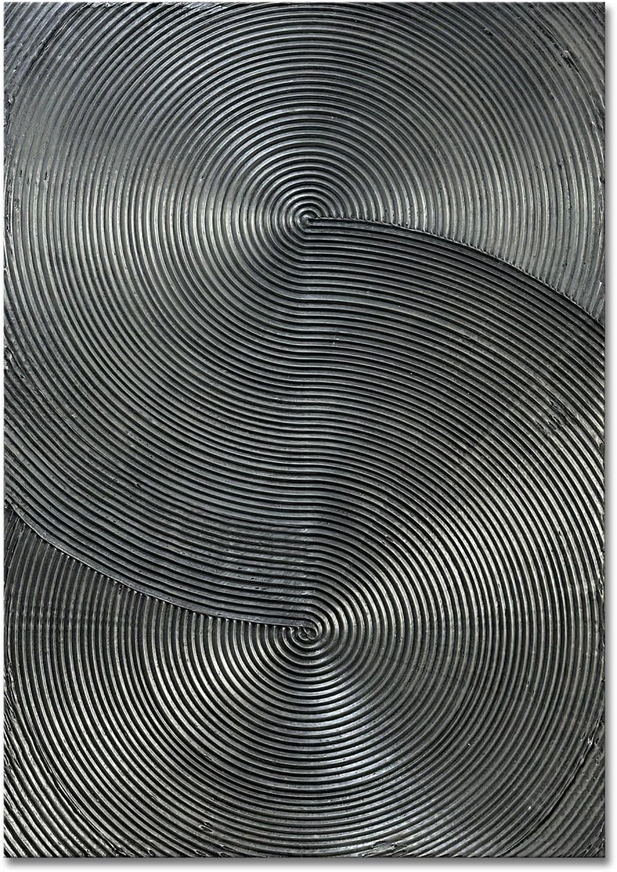 Slyart Handmade Modern Abstract Painting 3D Texture Wall Art 28x40 inches Minimalist Silver Gray Artwork Vertical Painting on Canvas Wall Decor