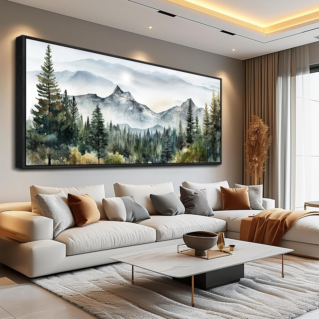 Wapluam Canvas Wall Art For Living Room, Large Framed Wall Decor For Bedroom Modern Office Wall Decorations Forest Landscape Paintings Farmhouse Mountain Pictures Artwork Room Home Aesthetic 32x72