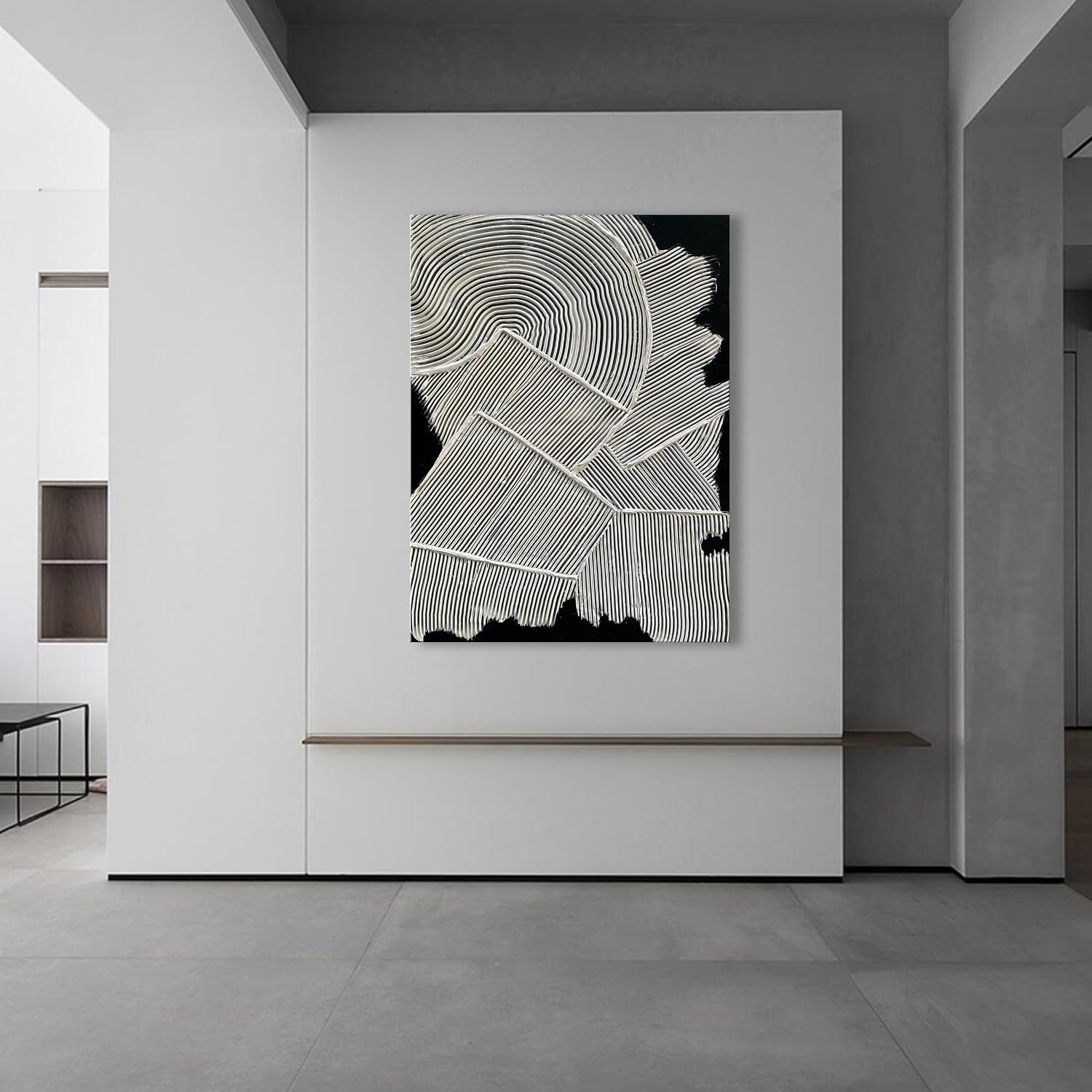 NANKAI Art Hand-Painted White Texture Abstract Art Oil Painting 40x28 inch Office Corridor Abstract Wall Decoration